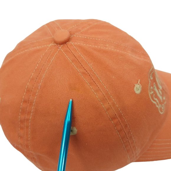 Loot Embroidered Orange Beige Trim Strapback Cap Baseball Hat Port Authority - Picture 7 of 13